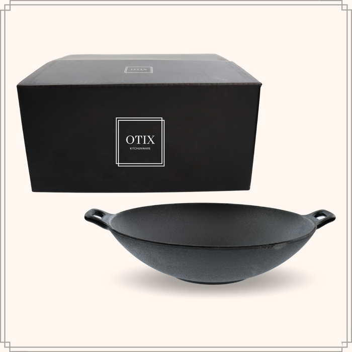 OTIX Gietijzeren Wokpan Alle warmtebronnen Wokpan Inductie Pan Zwar...