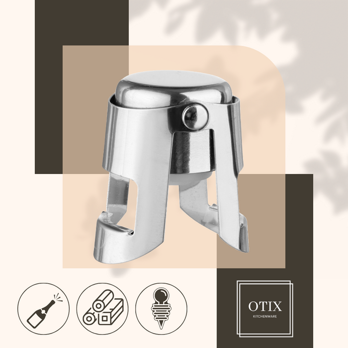 OTIX Champagne Stopper Roestvrij Staal 3,9 x 3,7 x 5,5 cm Zilver Ch...