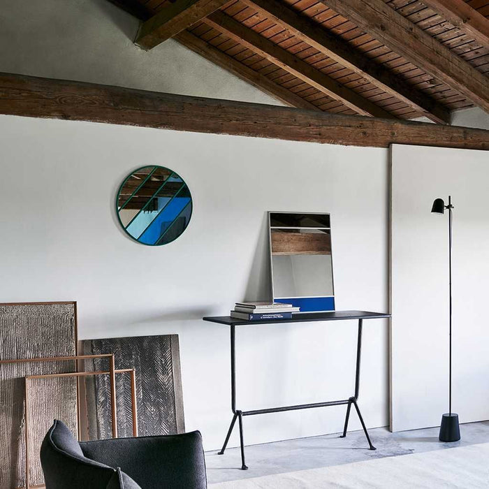 Vitrail spiegel ovaal lichtgrijs