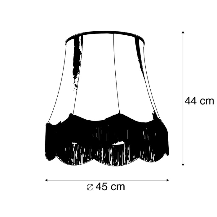 QAZQA Zijden lampenkap zwart met grijs 45 cm - Granny