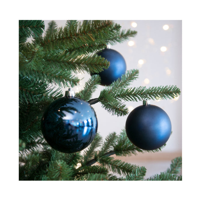 Decoris Kerstballen - 4x st - donkerblauw - 10 cm - kunststof
