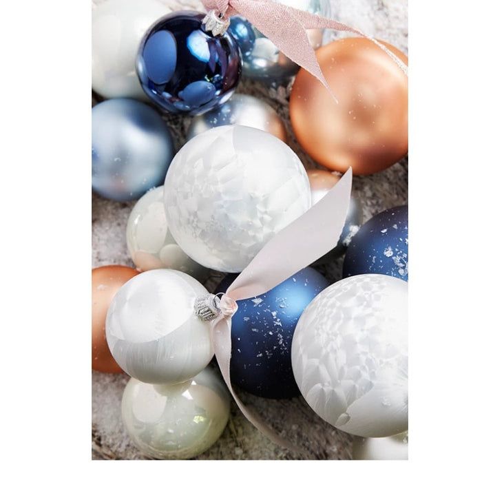 Decoris kerstballen - 6x - donkerblauw - D8 cm - glas