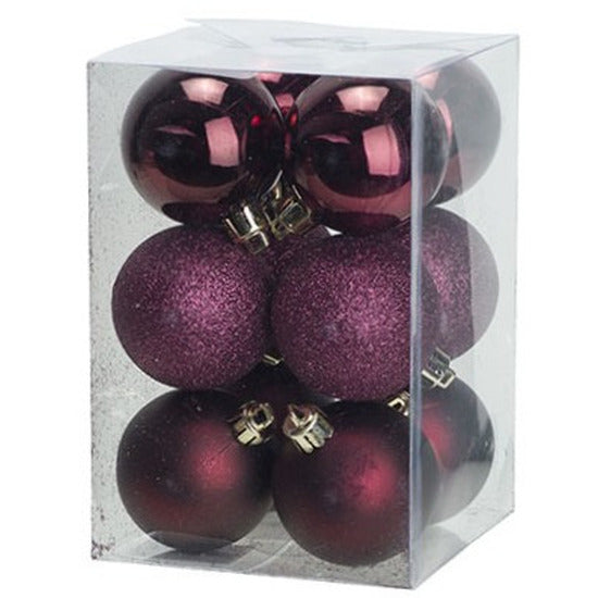 Cosy & Trendy Kerstballen - 12x - donkerroze - kunststof - 6 cm