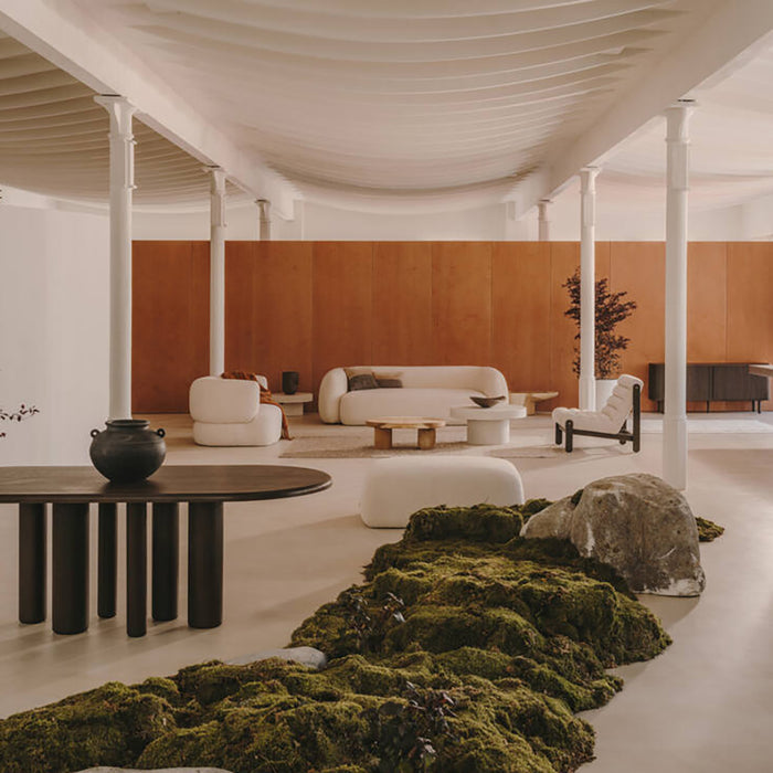 Kave Home Martina 3-Zitsbank van gebroken witte schapenvacht