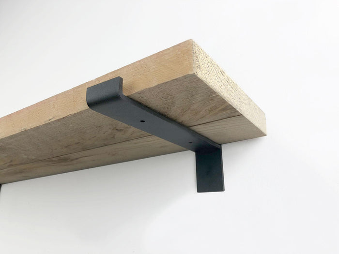 Woodbrothers Steigerhout wandplank 75x20cm + zwarte dragers