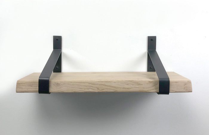 Woodbrothers Eiken wandplank boomkant 100cm + 25cm diepe dragers