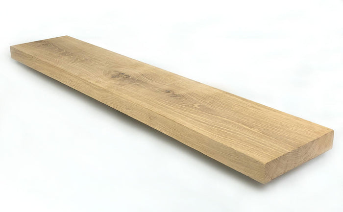 Woodbrothers Eiken wandplank massief recht 100x30cm + leren riem bruin