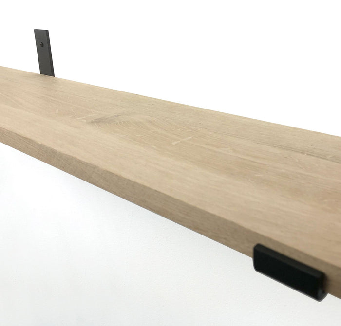 Woodbrothers Eiken 18mm wandplank recht 75x20cm + zwarte dragers