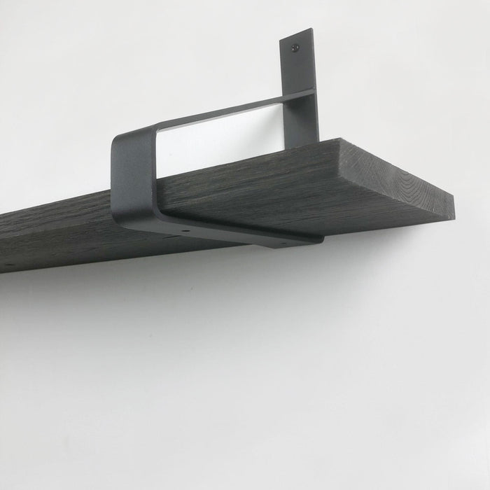 Woodbrothers 18mm wandplank recht zwart 60cm in 20cm diepe dragers