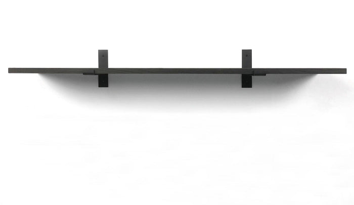 Woodbrothers Eiken wandplank zwart 50x20cm + zwarte dragers