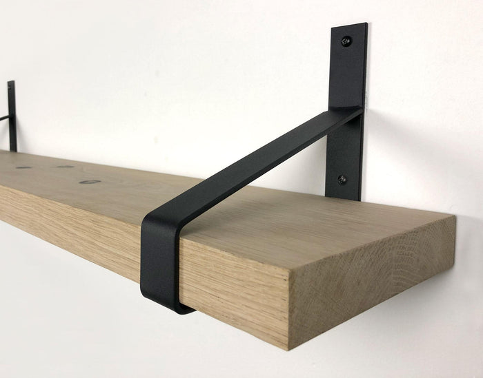 Woodbrothers Eiken wandplank massief recht 100x30cm + dragers