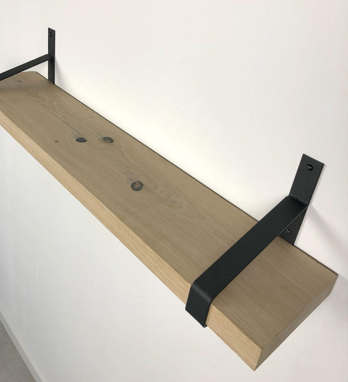 Woodbrothers Eiken wandplank massief recht 80x25cm + dragers