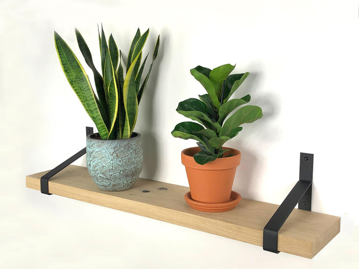 Woodbrothers Eiken wandplank massief recht 80x25cm + dragers