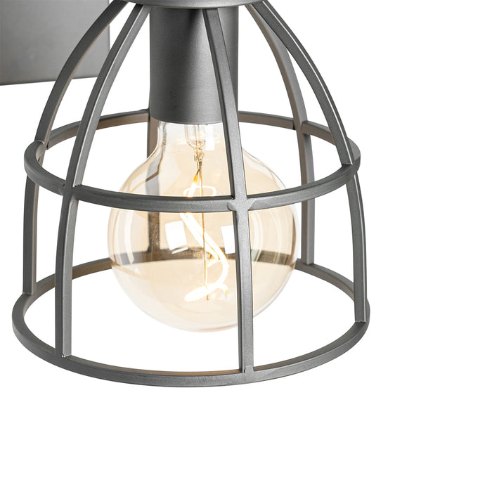 QAZQA Industriële wandlamp donkergrijs met hout verstelbaar - Arthur