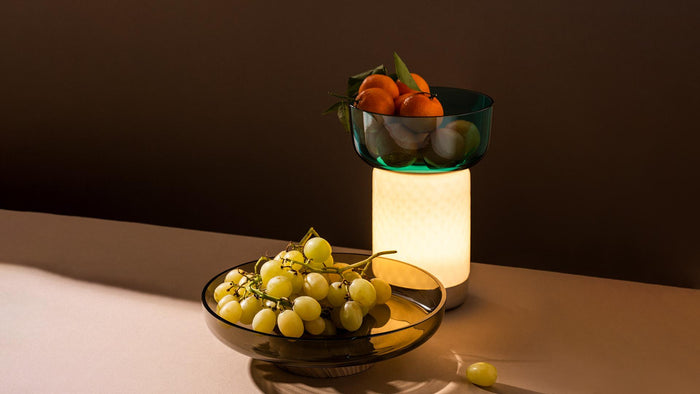 Bontà tafellamp met kom LED oplaadbaar grijs