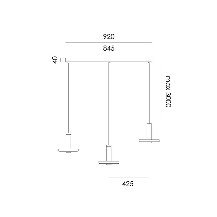 Beads 3 cluster hanglamp LED lineair zwart