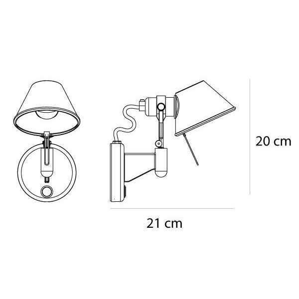 Tolomeo Micro Faretto wandlamp LED niet dimbaar 2700K