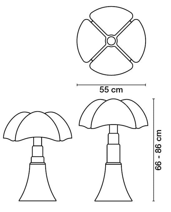 Martinelli Luce Pipistrello vloer- en tafellamp retrofit agave groen