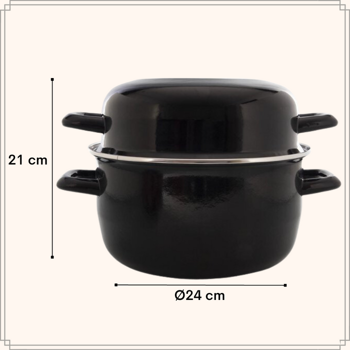 OTIX Mosselpan Mosselpot Inductie Alle warmtebronnen Zwart Emaille...