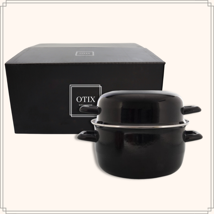 OTIX Mosselpan Mosselpot Inductie Alle warmtebronnen Zwart Emaille...
