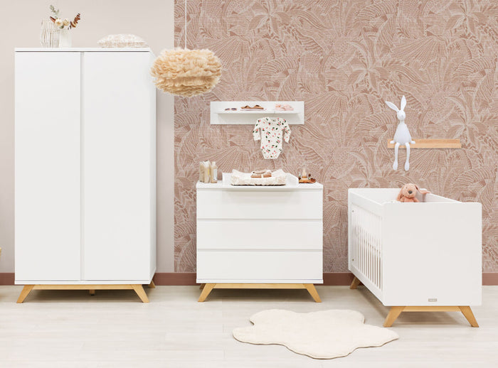 Bopita Lynn commode met 3 laden greeploos - Wit|Naturel