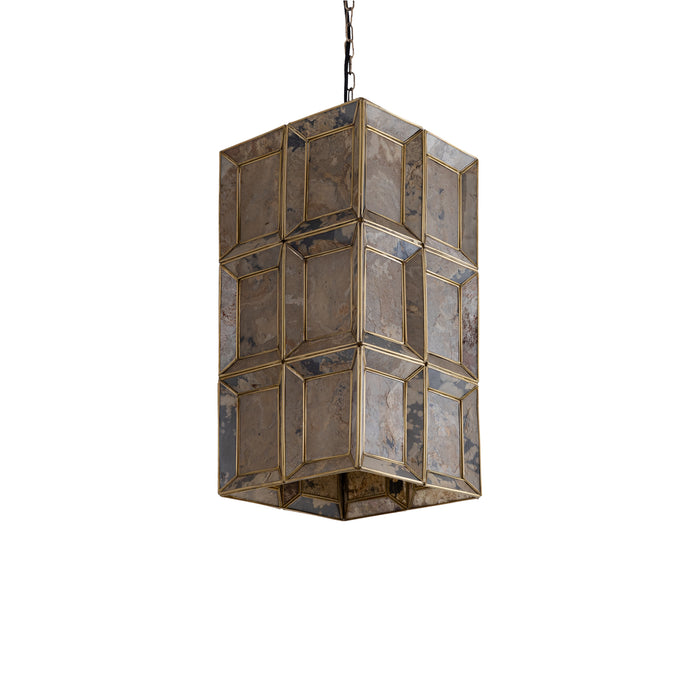 PTMD Layra Brass stone veneer hanging lamp antique