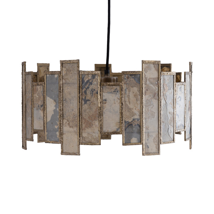 PTMD Levan Brass stone veneer hanging lamp round