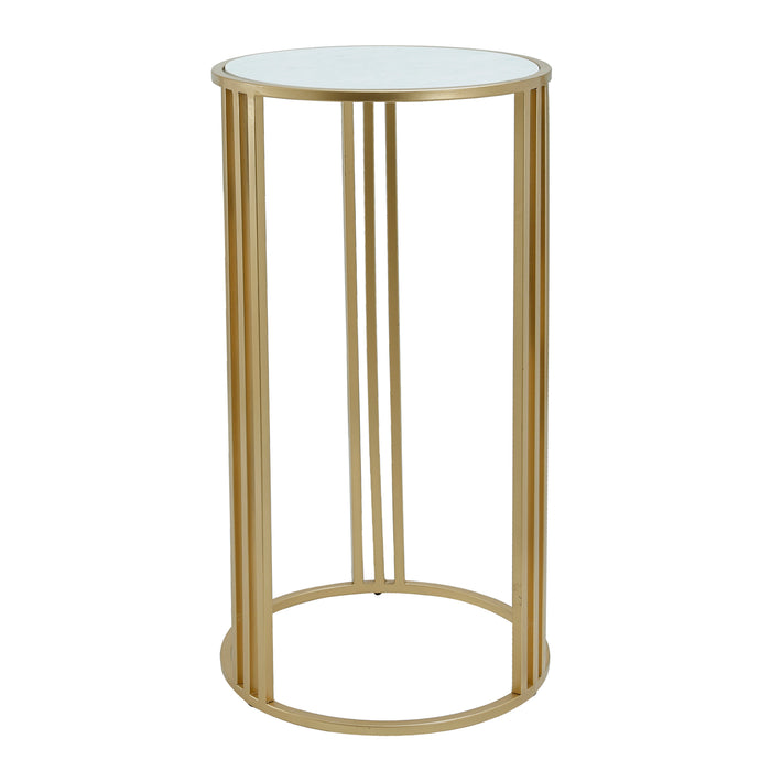 PTMD Lacu Gold iron side table round stone top SV2