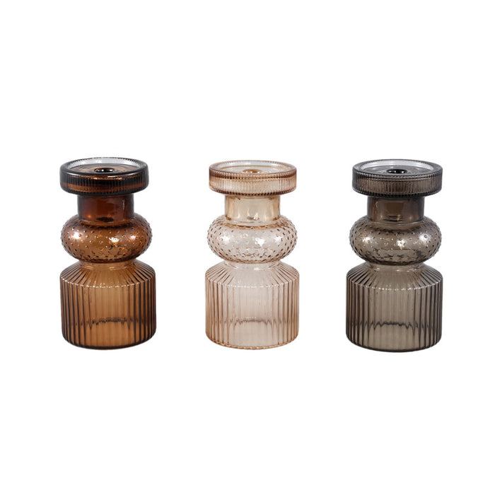 PTMD Kandelaar Fadri - 12x12x22 cm - Glas - Champagne