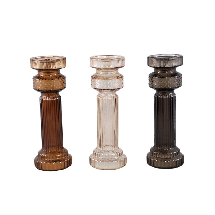 PTMD Kandelaar Fadri - 11x11x34 cm - Glas - Champagne