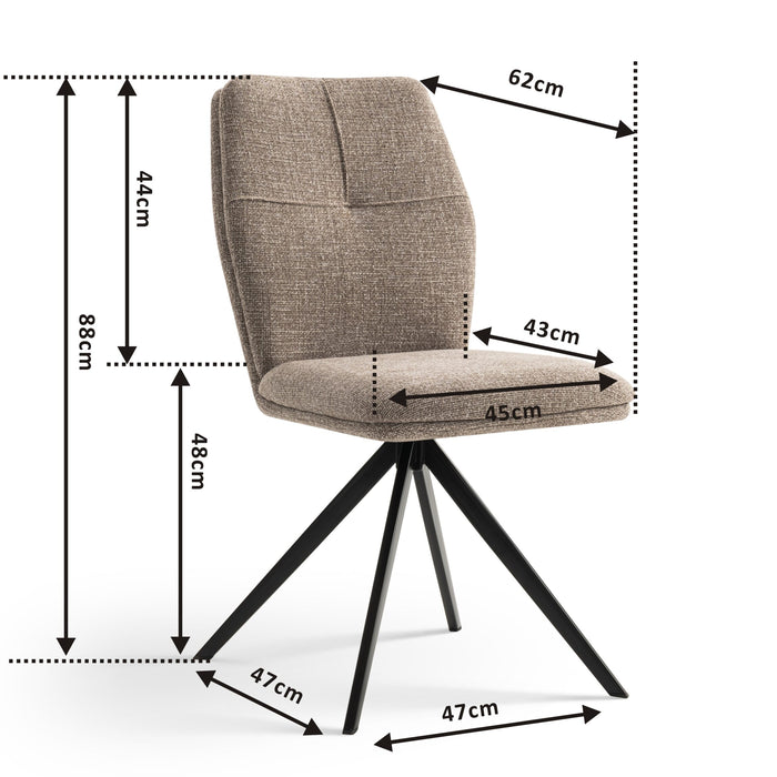 Furnihaus Eetkamerstoelen set van 2 - Emma - Taupe - Stof
