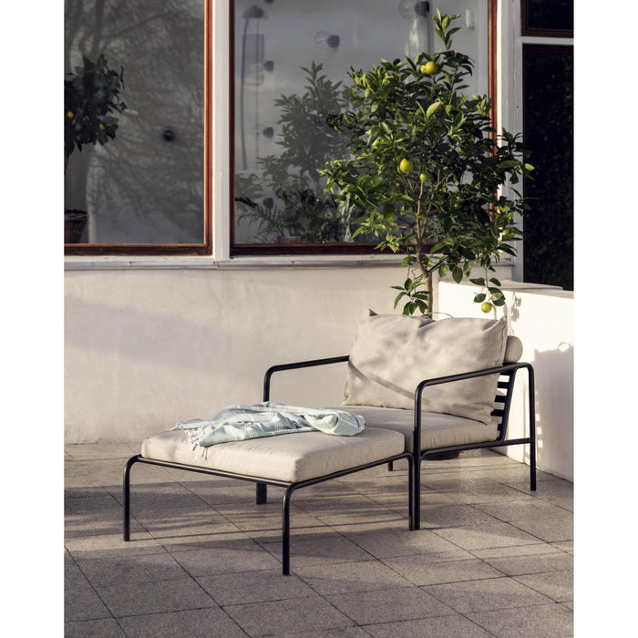 Avon Ottoman voetenbank frame zwart stof ash