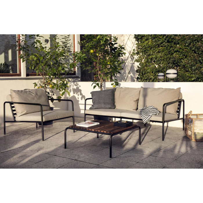 Avon 2-zits loungebank frame zwart stof ash heritage