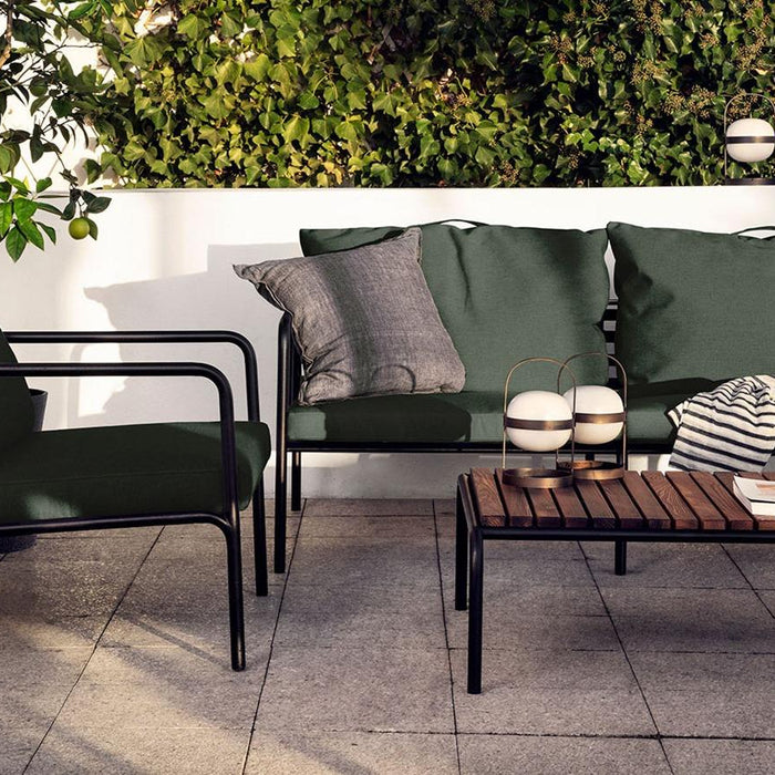 Avon 2-zits loungebank frame zwart stof ash heritage