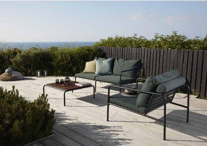 Avon 2-zits loungebank frame zwart stof ash heritage