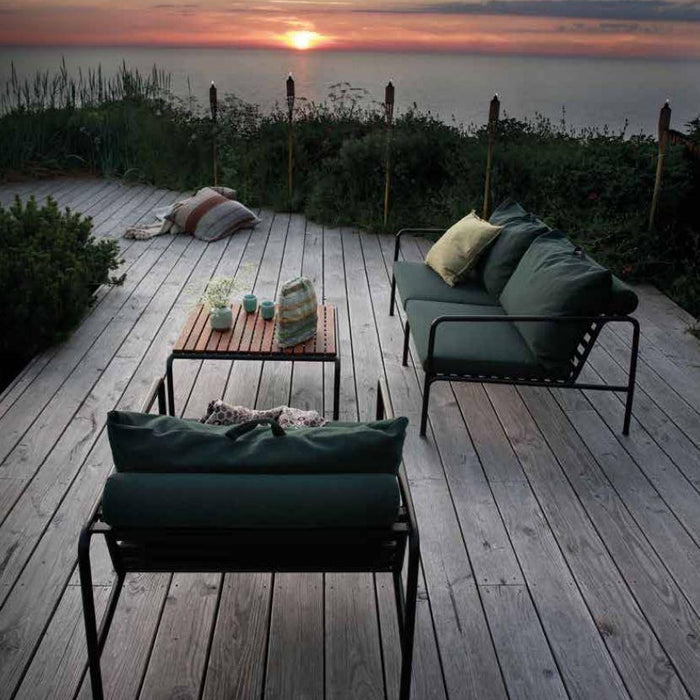 Avon 2-zits loungebank frame zwart stof ash heritage