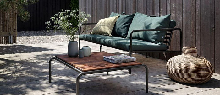 Avon 2-zits loungebank frame zwart stof ash heritage