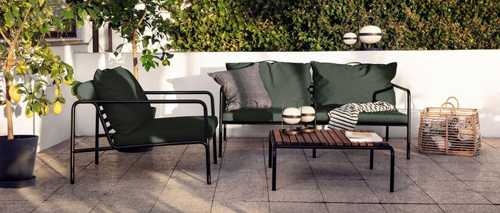 Avon 2-zits loungebank frame zwart stof char heritage