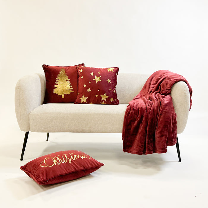 Stars - Kerst kussenhoezen - 45x45 cm, rood