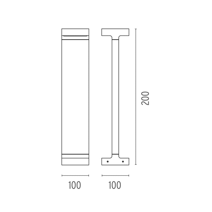 Casting T 100x200 sokkellamp LED 2700K grijs