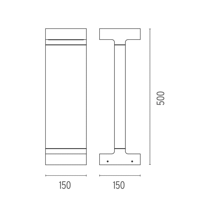 Casting T 150x500 sokkellamp LED 2700K wit
