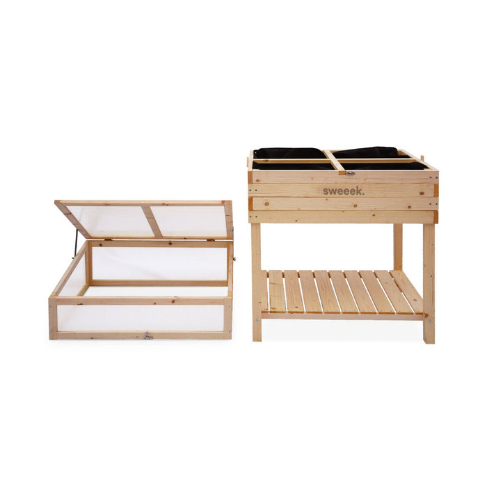 sweeek - Houten moestuinbak met kap op poten