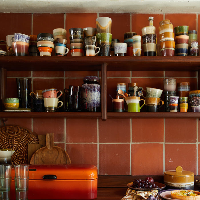 HKliving 70's Ceramics Mokken 0,23 L - Set van 6 - Soil