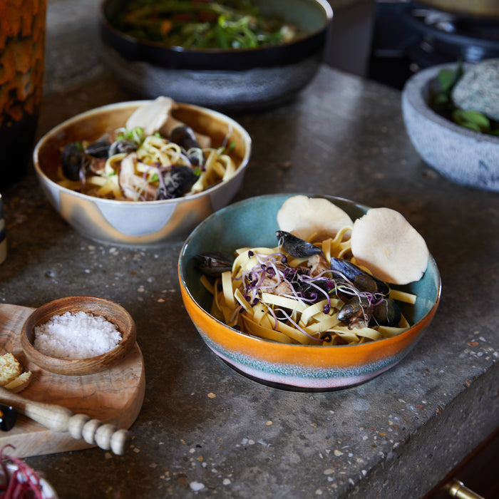 HKliving 70's Curry Bord - Set van 2 - Daybreak