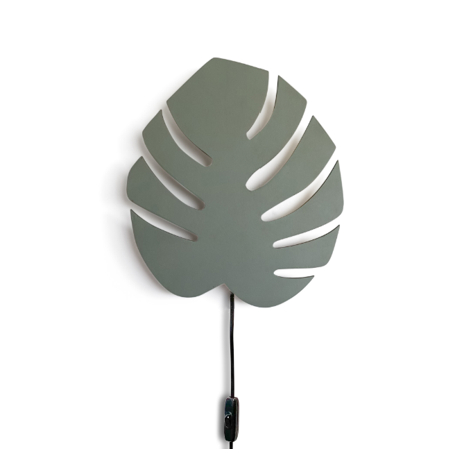 Houten wandlamp kinderkamer | Monstera blad - groen