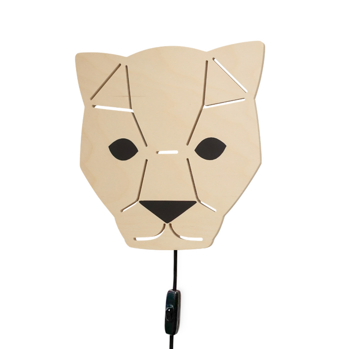 Houten wandlamp kinderkamer | Panter - blank
