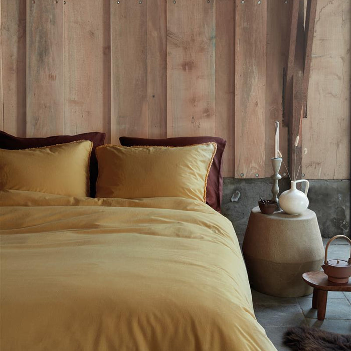 vtwonen Natural Stone Fraying Dekbedovertrek 200x200/220 cm - Geel