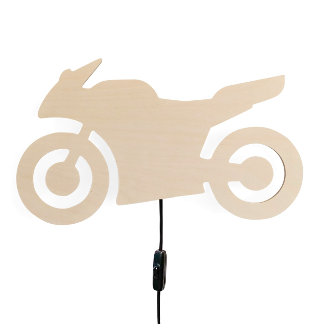 Houten wandlamp kinderkamer | Motor - blank