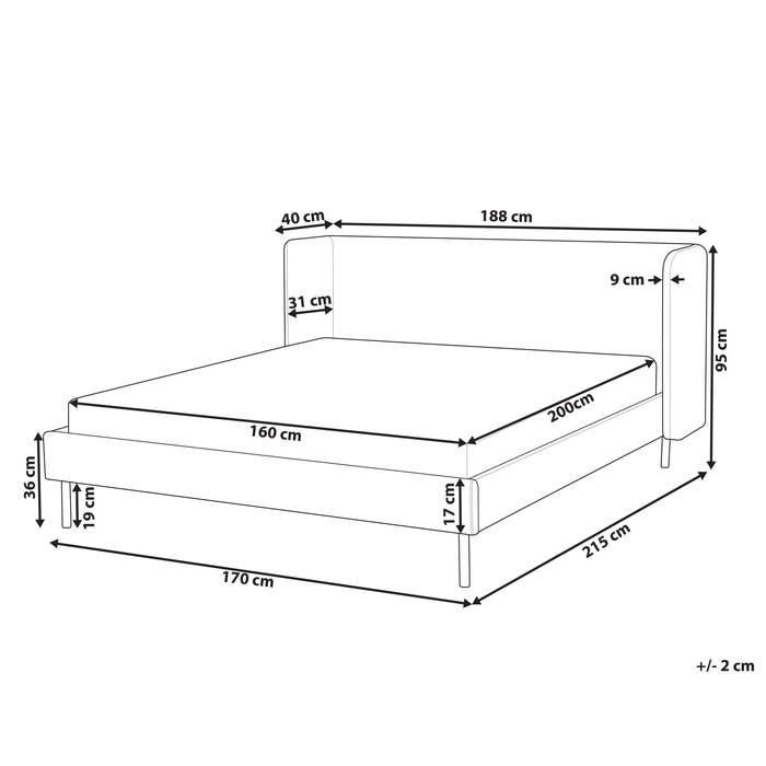 Beliani - ARETTE - Tweepersoonsbed - Taupe - 160 x 200 cm - Fluweel