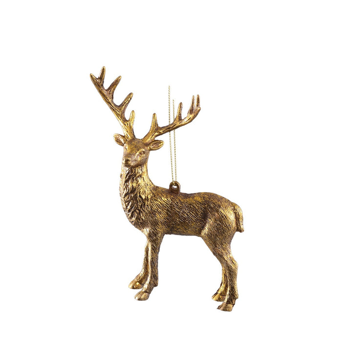 PTMD Kerstversiering Rendier Kioga - 12x4x12 cm - Goud - Set van 4